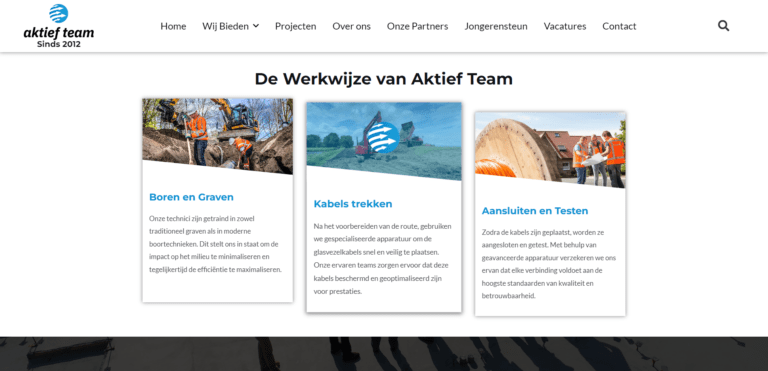 Designconcept voor de website van Aktief Team B.V.