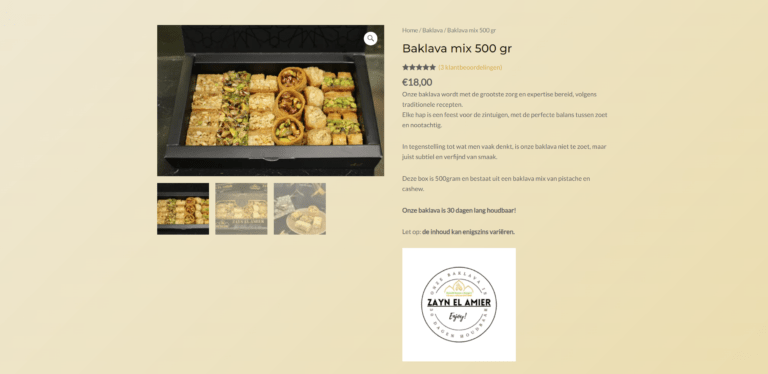 Onderscheidende onderdelen van de webshop van Zayn El Amier