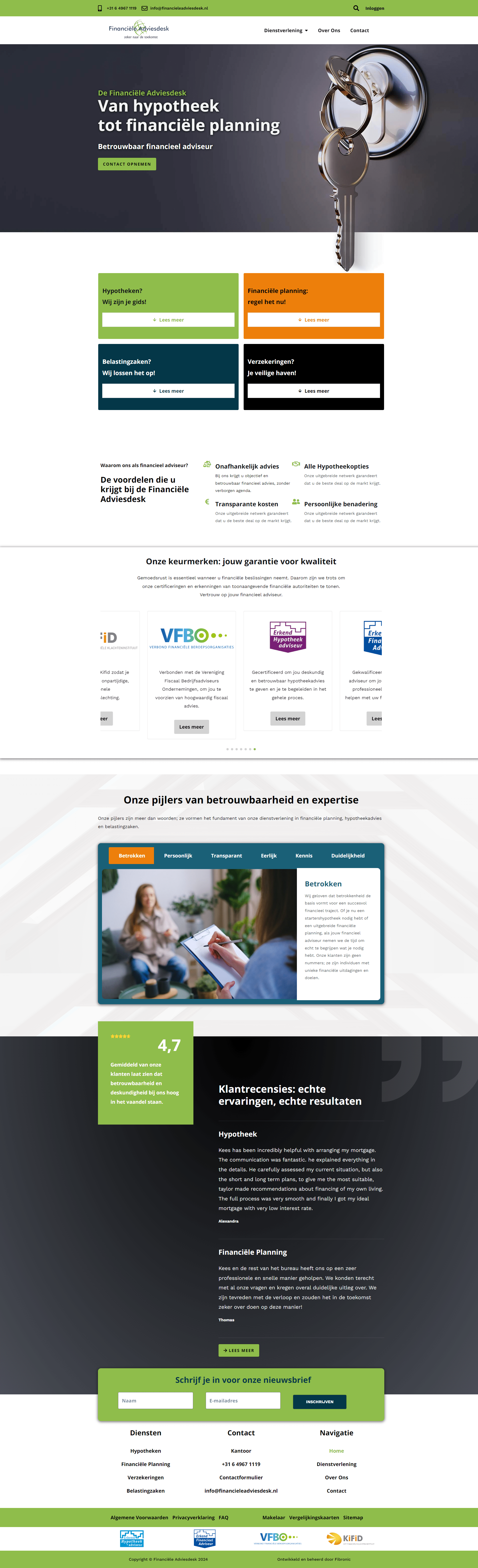 Volledige homepage van Financiële Adviesdesk