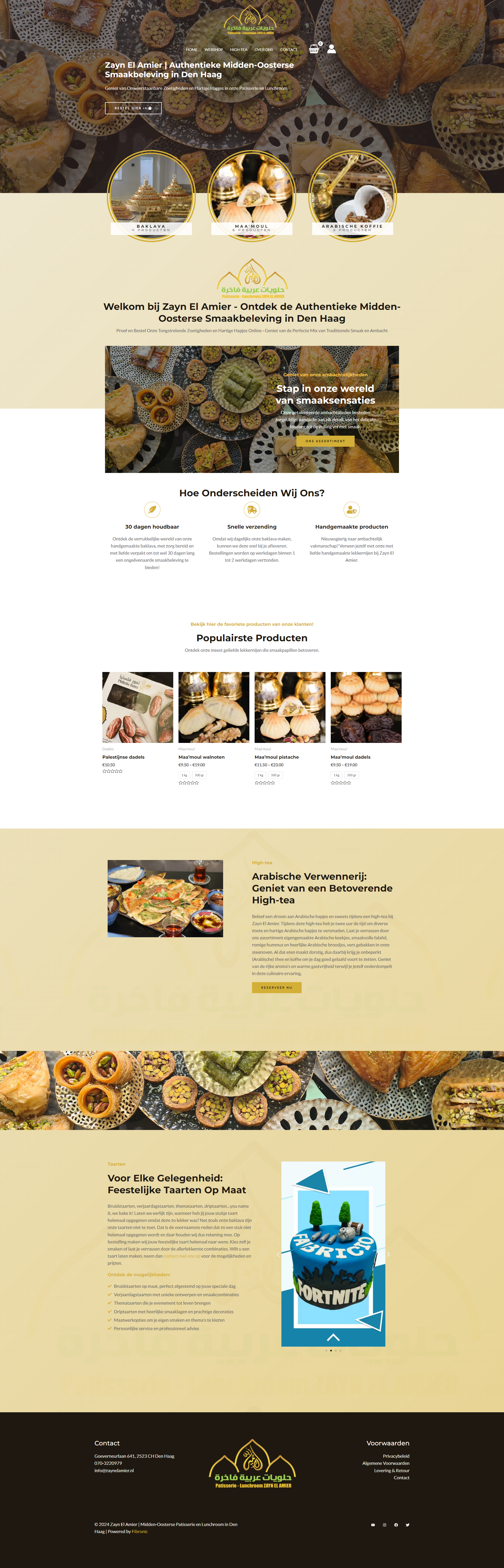 Volledige homepage van de vernieuwde webshop van Zayn El Amier