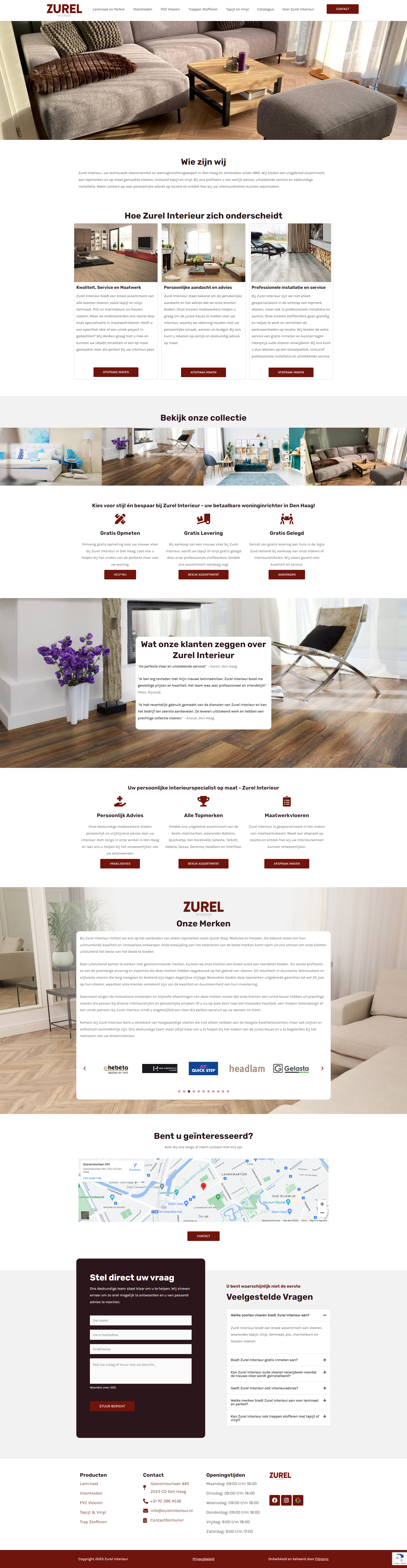 Volledige homepage van Zurel Interieur