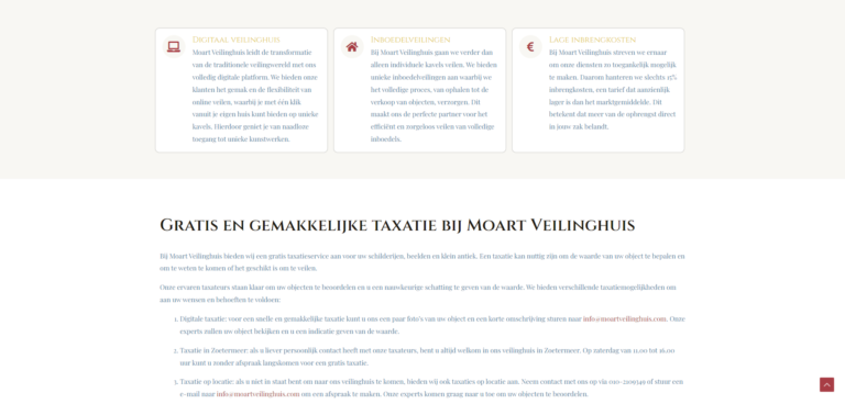 SEO en online zichtbaarheid voor Moart Veilinghuis