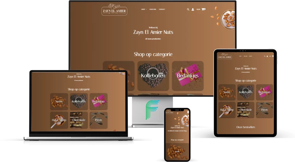 Webshop van Zayn El Amier Nuts op desktop, laptop, tablet en mobiel